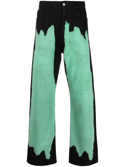 Marni Abstract-print Wide-leg Trousers In Schwarz