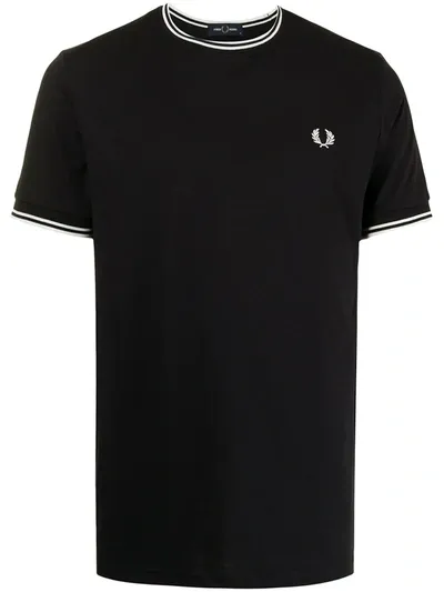 Fred Perry Logo-embroidered Cotton T-shirt In Blau