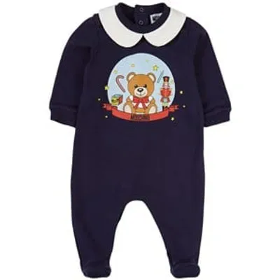 Moschino Toy Bear Babygrow Set In Blue