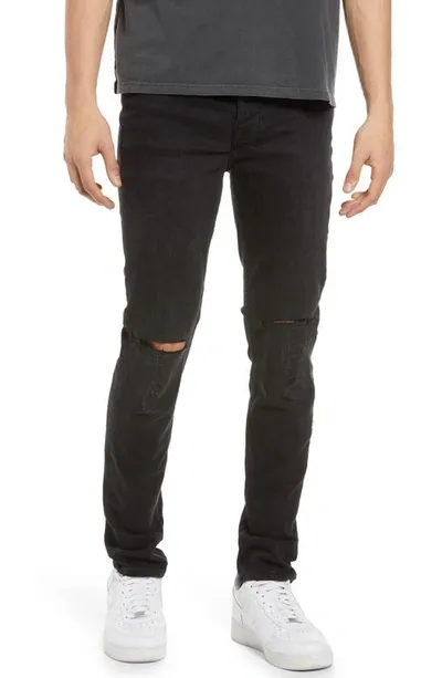 Ksubi Chitch Krow Krushed Ripped Slim Stretch Jeans In Black