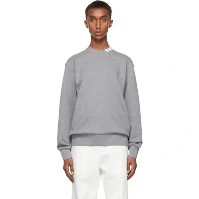 Thom Browne 4-bar Intarsia Mock-neck Sweatshirt In Grey