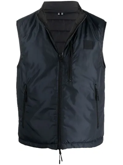 Hugo Boss Reversible Padded Gilet In Blue