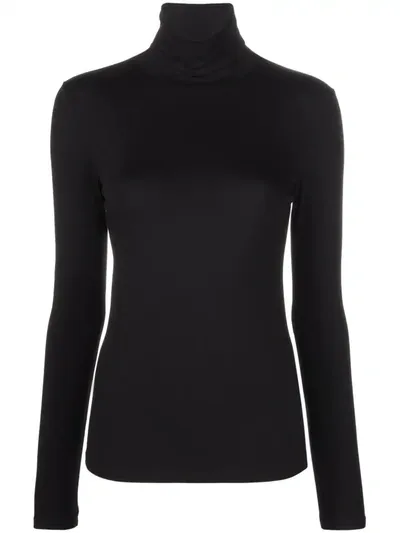 Majestic Turtle Neck Knitted Top In Noir