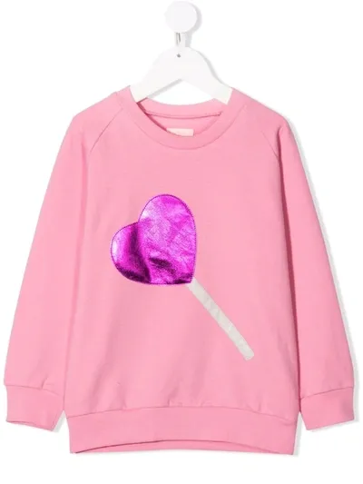 Wauw Capow By Bangbang Babies' Sweet Heart Cotton Sweatshirt In Pink