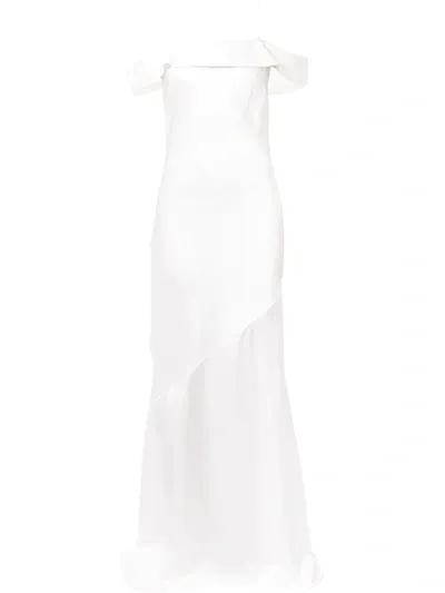 Rebecca Vallance Olivia Off-shoulder Slip Gown In 白色