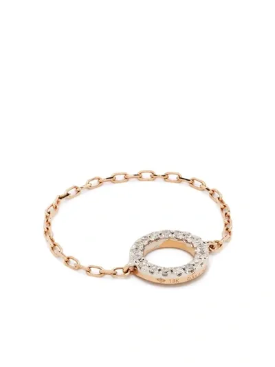 Djula 18kt Rose Gold Circle Chain Diamond Ring In Rosa