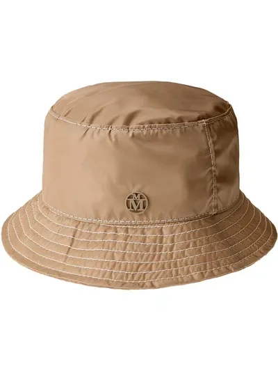 Maison Michel Womens Beige Jason Branded Shell Bucket Hat L In Neutral