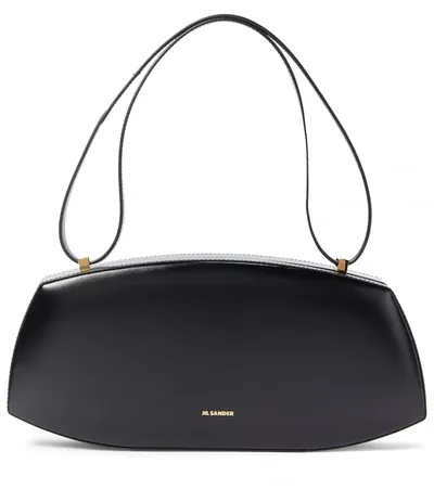 Jil Sander Taos Leather Shoulder Bag In Black