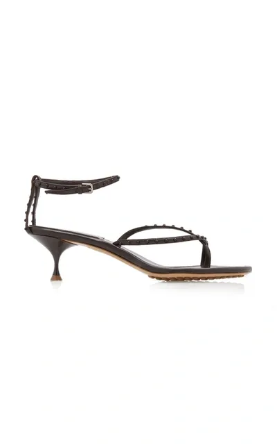 Bottega Veneta Beaded Leather Sandals In Brown