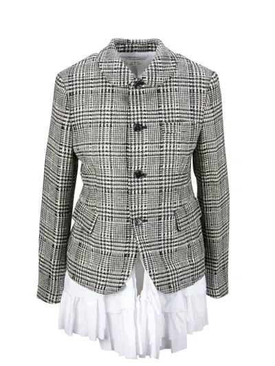 Comme Des Garçons Comme Des Garçons Ruffled Checked Blazer In Multi