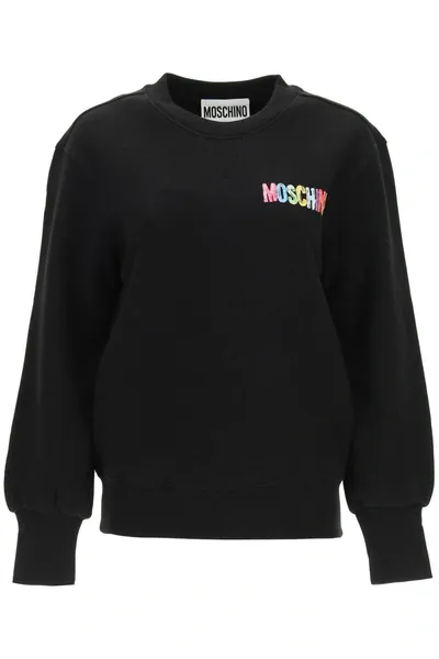 Moschino Embroidered Logo Sweatshirt In Black