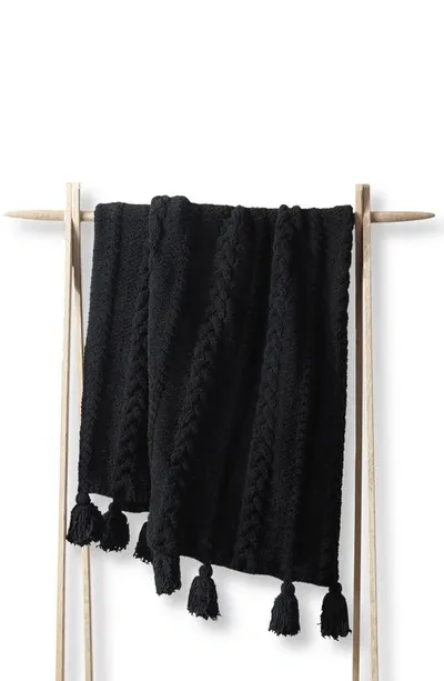 Sunday Citizen Braided Pom Pom Throw Blanket In Black