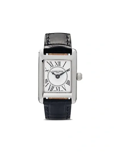 Frederique Constant Women's Swiss Classic Carree Diamond (1/20 Ct. T.w.) Black Leather Strap Watch 23mm