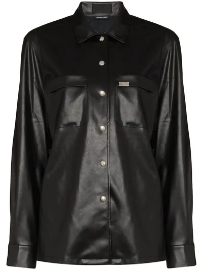 Rta Barry Faux-leather Shirt In Black