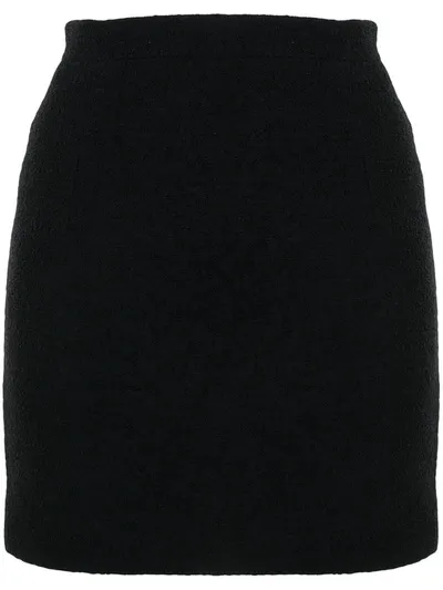 Alessandra Rich Textured Cotton Fitted Skirt In Black