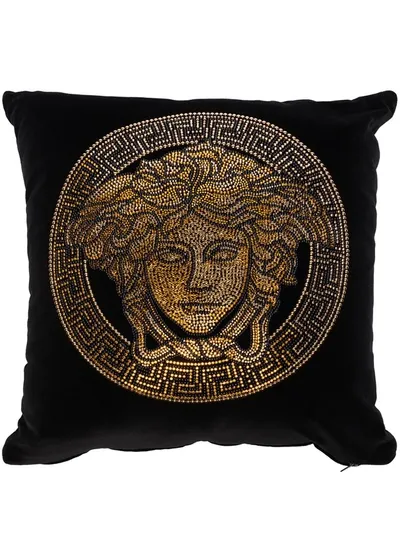 Versace Studded Sequinned Medusa Head Cushion In Nero