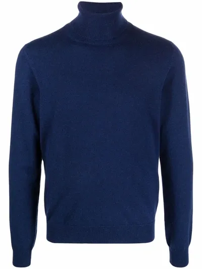 Malo Roll Neck Cashmere Jumper In Blau