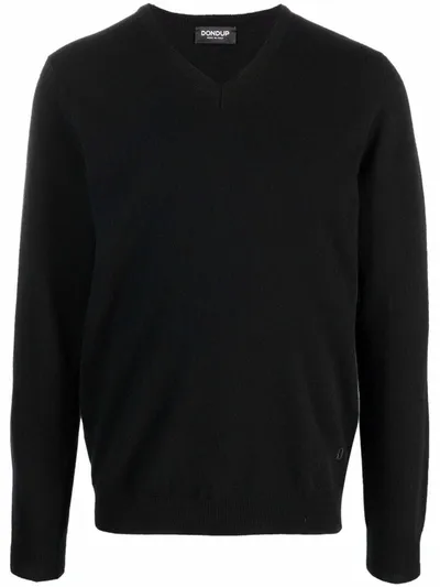 Dondup V-neck Merino Jumper In Schwarz