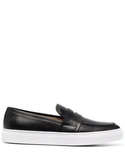 Scarosso Alberto Penny Leather Loafers In Schwarz