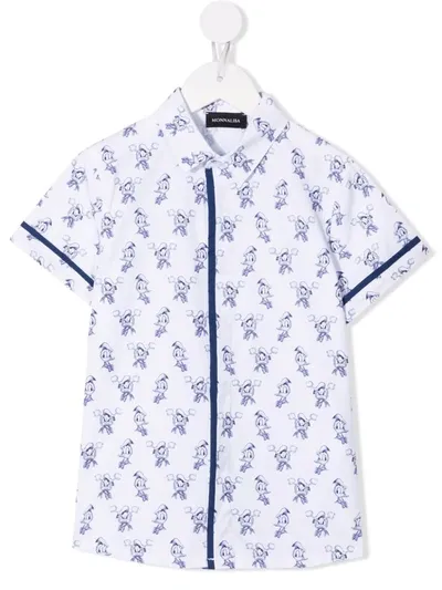 Monnalisa Kids' Donald Duck-print Cotton Shirt In White