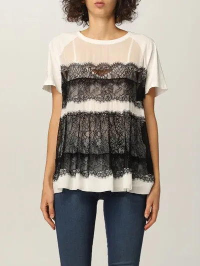 Twinset T-shirt Twin-set T-shirt In Cotton Jersey And Lace