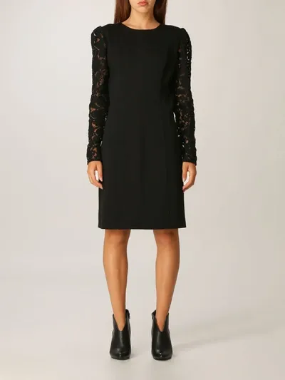 Twinset Dress Twin-set Sheath Dress In Stretch Knit And Lace