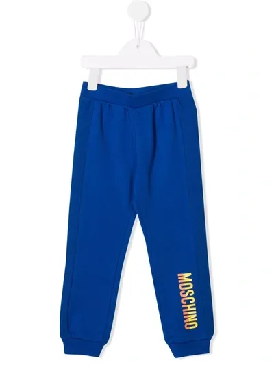 Moschino Babies' Logo-print Cotton Track Pants In Blue