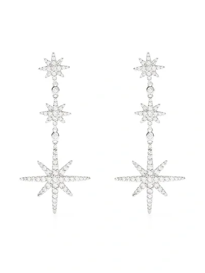 Apm Monaco Triple Meteorites Crystal Drop Earrings In Silver