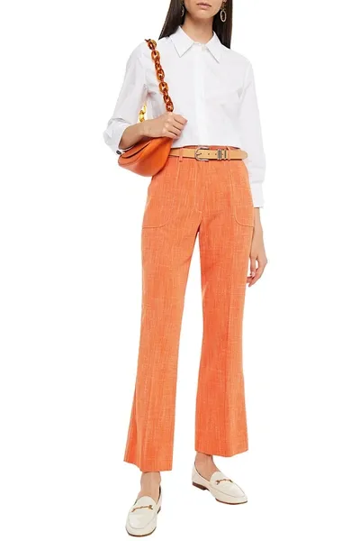 Etro Slub Woven Flared Pants In Orange