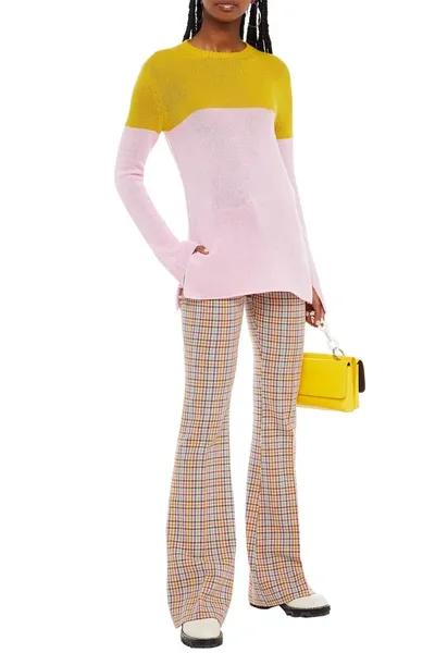 Marni Two-tone Cashmere Sweater In Mustard