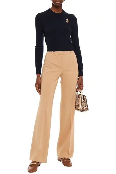 Michael Kors Wool-blend Crepe Bootcut Pants In Brown