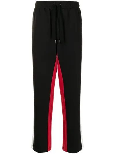 Ports V Side-stripe Straight Trousers In Black