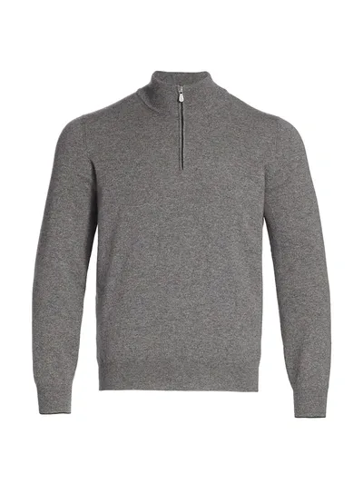 Brunello Cucinelli Cashmere Quarter Zip Sweater In Dark Grey