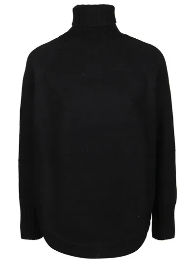 Snobby Sheep Draped Roll Neck Jumper In Black