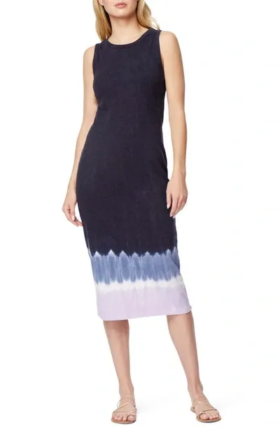 C&c California Belen Tie Dye Ribbed Tank Dress In Indigo Fade Tie Dye