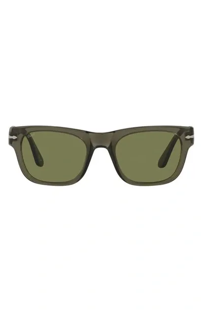 Persol 52mm Rectangle Sunglasses In Gray/green Solid