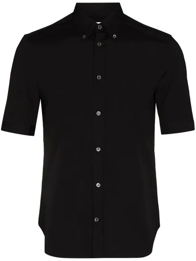 Alexander Mcqueen Classic Cotton Short-sleeve Sport Shirt In Black