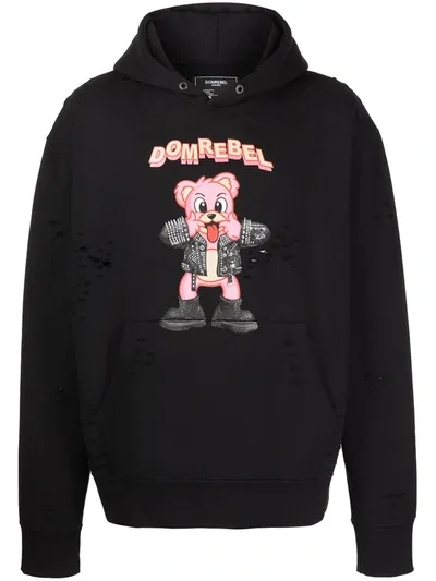 Domrebel Punk Bear Pullover Hoodie In Black