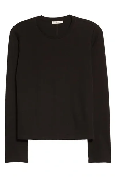 The Row Sherman Long Sleeve Cotton Jersey Top In Black