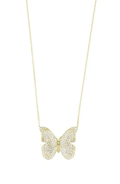 Bony Levy Tanya Diamond Pavé Butterfly Pendant Necklace In 18k Yellow Gold