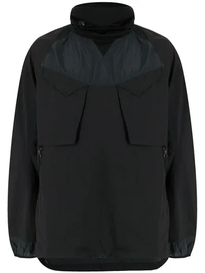 Maharishi Pullover Funnel-neck Jacket In Schwarz