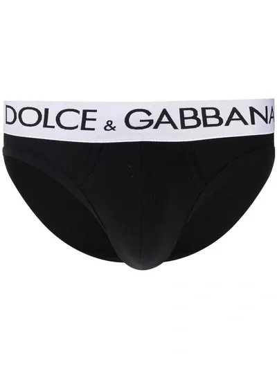 Dolce & Gabbana Logo-waistband Stretch-cotton Briefs In Black