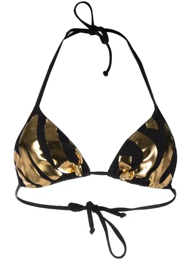 Moschino Maxi Logo Bikini Top In Black