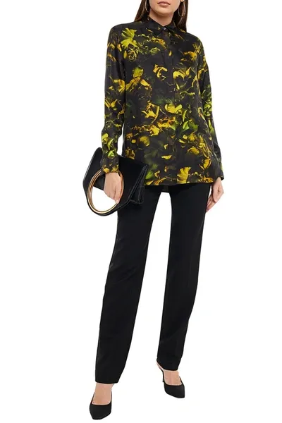 Paul Smith Printed Silk-twill Shirt In Black