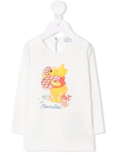 Monnalisa Babies' X Winnie The Pooh Logo-embroidered T-shirt In Cream