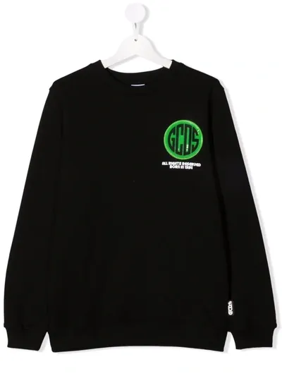 Gcds Teen Logo-print Cotton Sweatshirt In Black