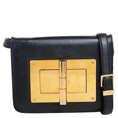 Pre-owned Tom Ford Black Leather Small Natalia Crossbody Bag