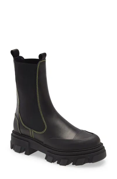 Ganni Black Mid Chelsea Boots