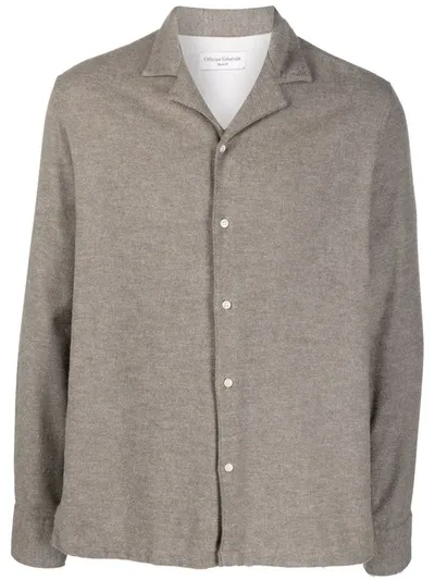 Officine Generale Button-down Knit Shirt In Nude