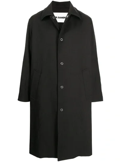 Jil Sander Snap-button Parka Coat In 黑色